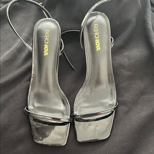 Fashion Nova Sleek Black Strappy Heels
